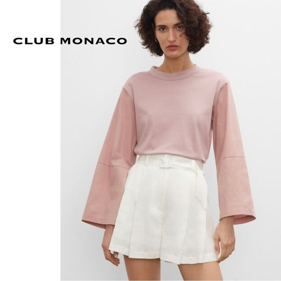 Club Monaco Mixed Media Knit Top - Picture 1 of 12